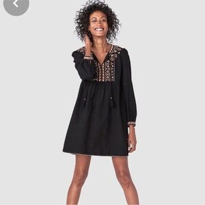 Faherty Tula Dress in Black Feather Flock